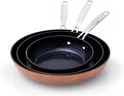 Nuwave 3-Piece Fry Pan Set, 8”, 10”, 12” Forged Lightweight | G10 Healthy Duralon Blue Ceramic Ultra Non-Stick, Induction-Ready & Works on All Cooktops, Ergonomic Stay-Cool Handles6