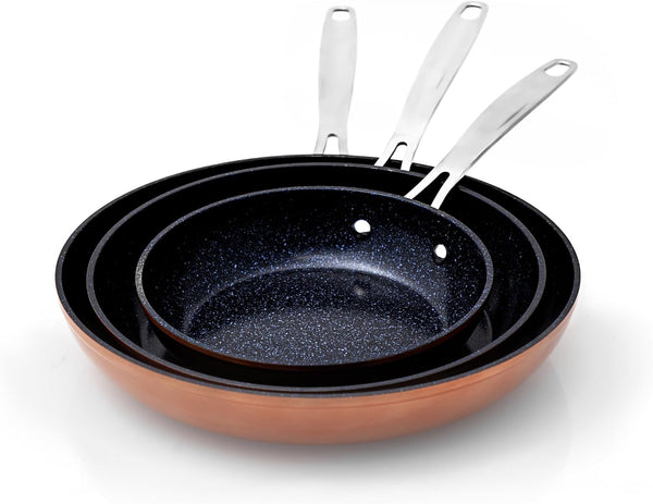 Nuwave 3-Piece Fry Pan Set, 8”, 10”, 12” Forged Lightweight | G10 Healthy Duralon Blue Ceramic Ultra Non-Stick, Induction-Ready & Works on All Cooktops, Ergonomic Stay-Cool Handles6