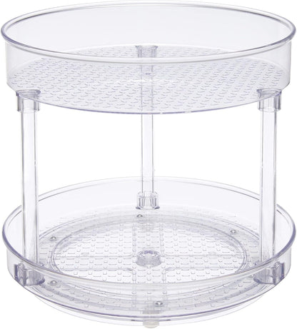 Lazy Susan Turntable Organizer for Spices and Condiments, 9" Diameter, 2 Tier, Clear1