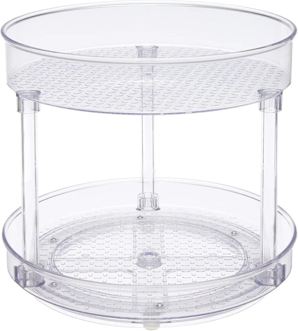 Lazy Susan Turntable Organizer for Spices and Condiments, 9" Diameter, 2 Tier, Clear1