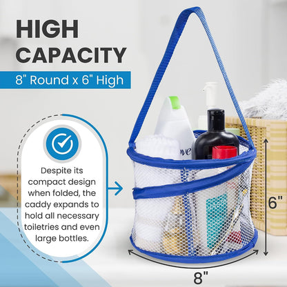 Foldable Shower Caddy - Collapsible, Portable, Drainage Hole, Carry Handle, Large Compartments. Great Organizer for Camp, Travel, Gym, and Dorm (Blue)3