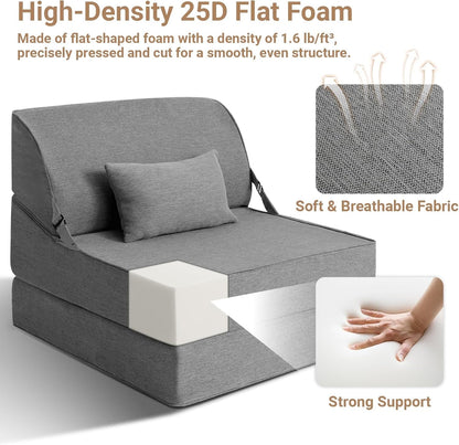 Folding Sofa Bed, Convertible Sleeper Chair, Foldable Boneless Futon Couch5