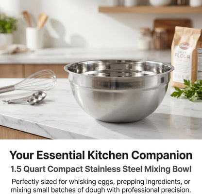 Stainless Steel Mixing Bowl, 1.5 Quart, Rounded Lip for Easy Pour, Deep Side Walls, Dishwasher Safe, for Baking and Cooking Prep4