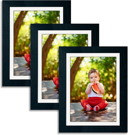 5X7 Picture Frame Set of 3 Black,Made of Solid Wood 4X6 with Mat or 5X7 without Mat, Photo Frame for Wall or Tabletop Display1