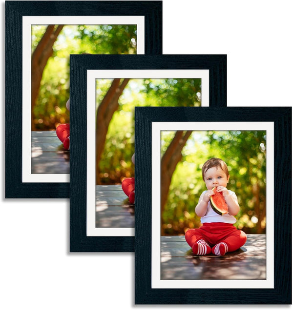 5X7 Picture Frame Set of 3 Black,Made of Solid Wood 4X6 with Mat or 5X7 without Mat, Photo Frame for Wall or Tabletop Display1
