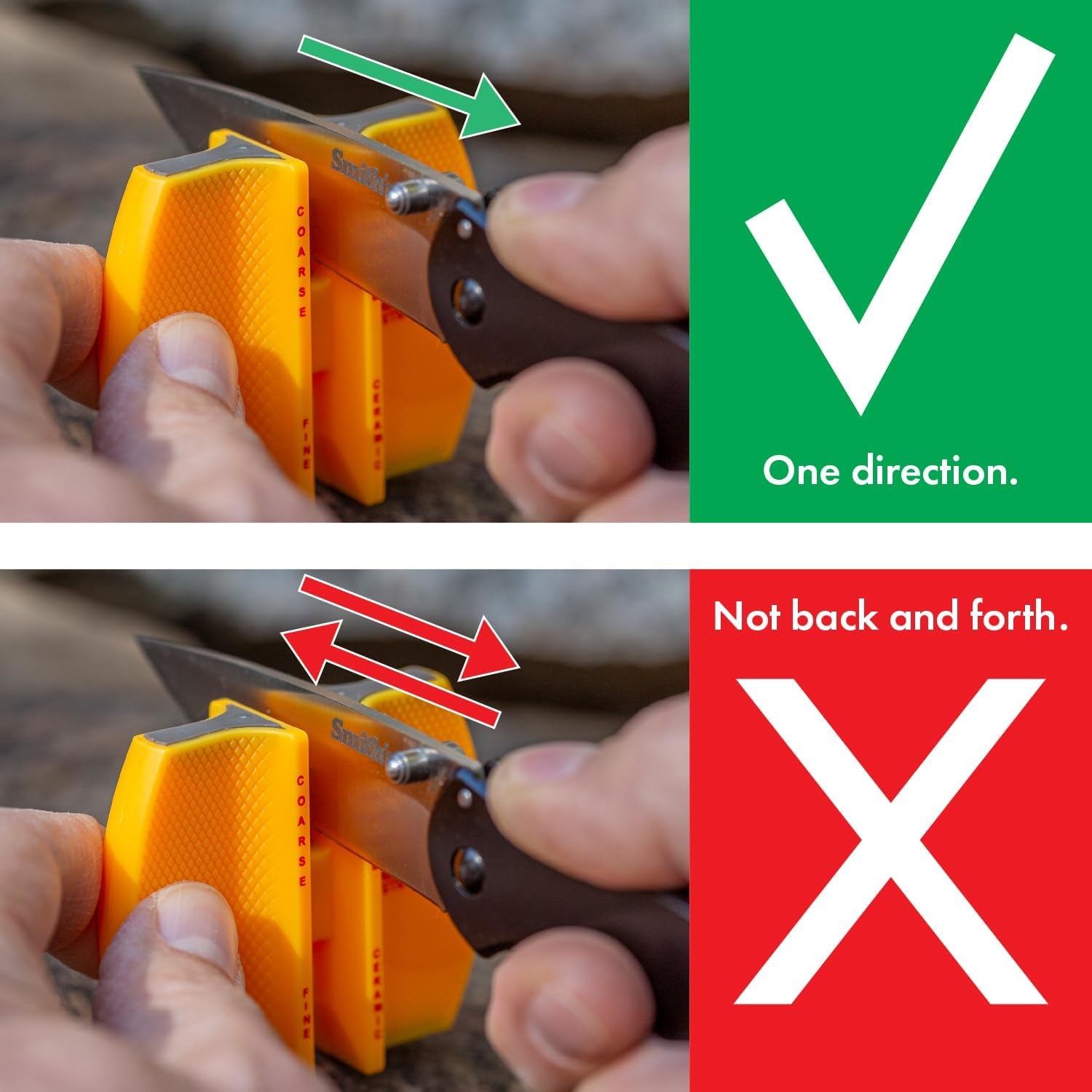ccks-2-step-knife-sharpener-yellow-2-step-preset-coarse-fine-slots-outdoor-handheld-knife-sharpener-fishing-hunting-fillet-pocket-knives-compact-plastic-portable-keychain-tool