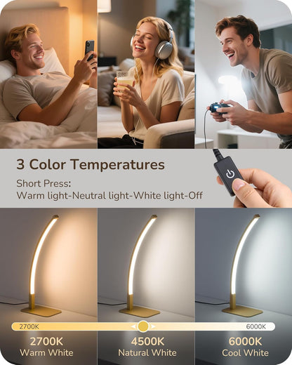 Curved LED Table Lamps for Living Room, Modern Bedside Lamp, Gold4