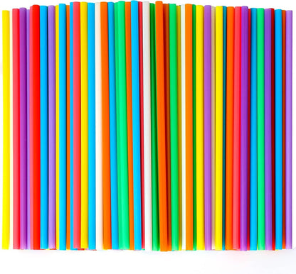 500 Pcs Colorful Disposable Drinking Plastic Straws.(0.23'' Diameter and 8.26" Long)-8 Colors | 0.23" Diameter X 8.26" Long, for Parties, Events, Daily Use1