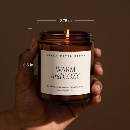 Warm & Cozy Candle, 9Oz Amber Glass Jar, Winter Scents4