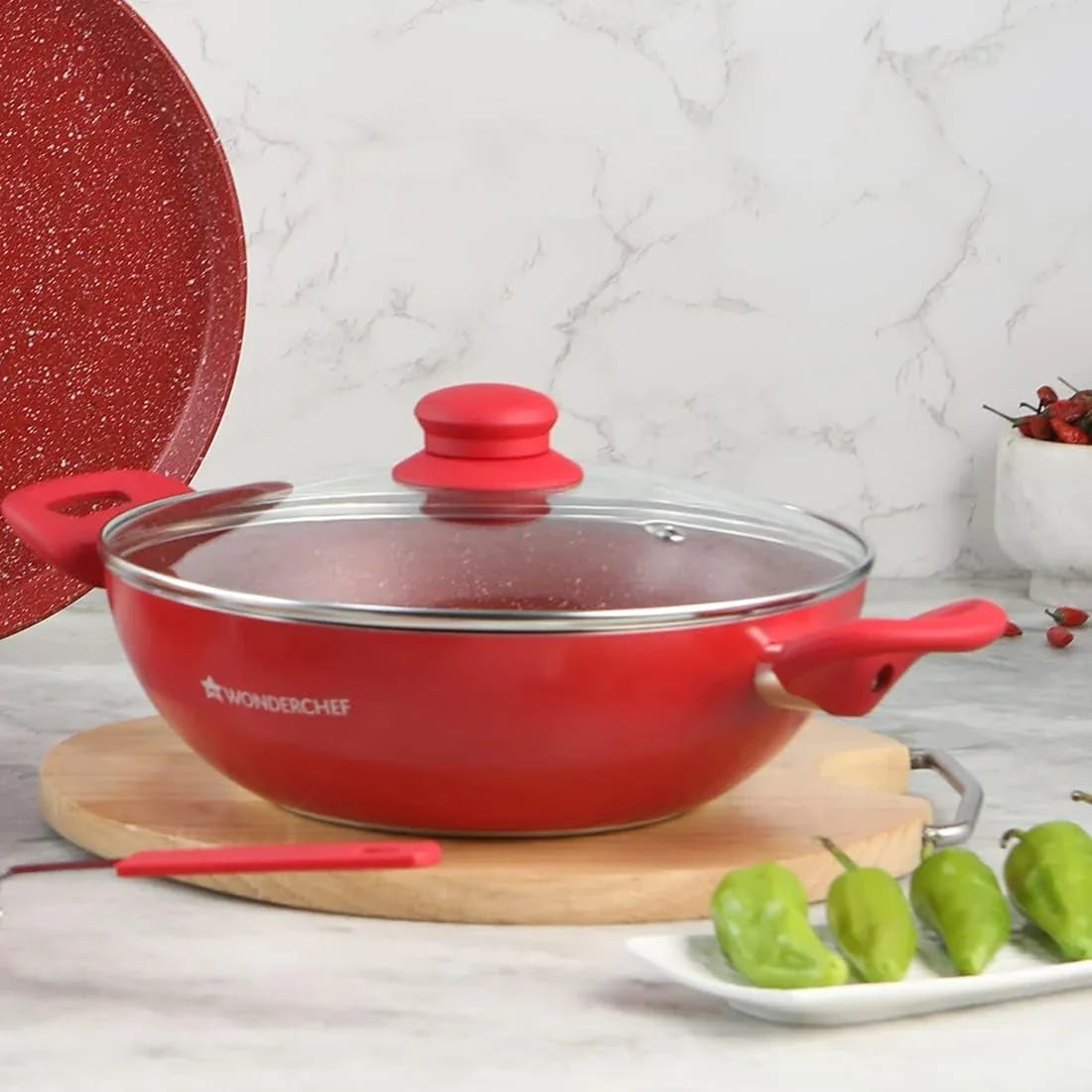 royal-velvet-non-stick-pfoa-free-and-nickel-free-aluminum-indian-chinese-cuisine-stir-fry-wok-with-lid-26cm-red