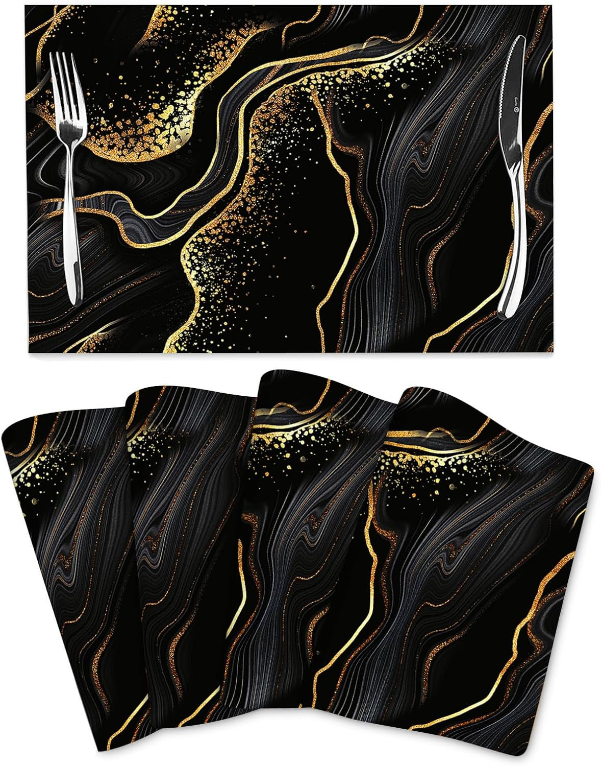 black-gold-marble-texture-placemats-set-of-4-black-table-mats