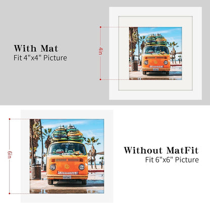 Picture Frames 6X6 White Solid Wood 2 Pack 4X4 Frame for Wall and Tabletop4