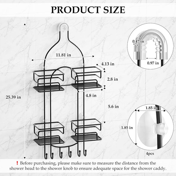 Shower Caddy Hanging, Shower Organizer with Razor Hooks, Black6