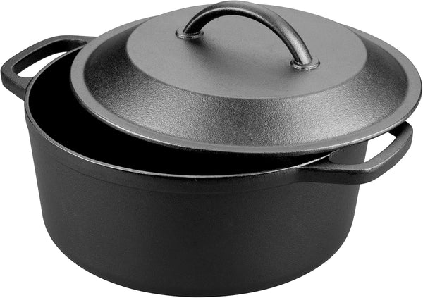 Pre-Seasoned Cast Iron Dutch Oven with Lid, round and Dual Handles, for Stovetop, Camping, Grill, Induction, Electric, Black, 3 Qt4