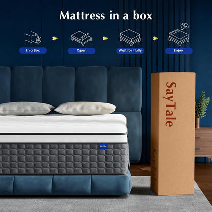 King Size Mattress, 14" Hybrid Mattresses Medium Firm King Mattress in a Box - with Individual Pocket Springs for Motion Isolation & Pressure Relief, Certipur-Us & Oeko-Tex Certified,365 Nights Trial6