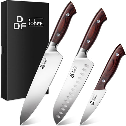 3 Piece Knife Set, High Carbon Stainless Steel and Pakkawood Handles1