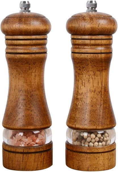 Wood Salt and Pepper Grinder Set Classic Manual Pepper Mills1