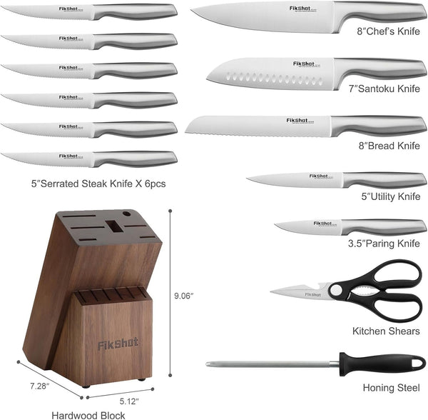 14 Pieces Knife Block Set German Stainless Steel with Sharpener8
