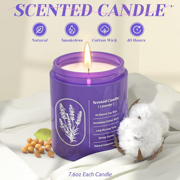 Lavender Scented Soy Candle for Women & Men, 7.6 Oz Jar Candle3