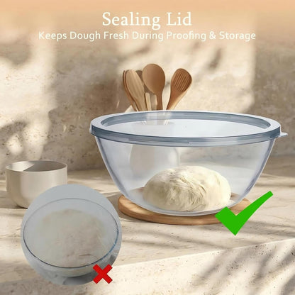 Large Glass 4.7Qt Glass Mixing Bowl for Sourdough Bread Making with Lid, Clear Glass Proofing Bowl, Large Bread Dough Bowl for Kitchen & Storage4