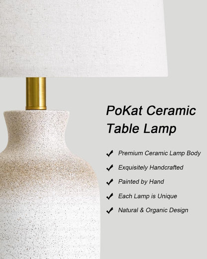 24'' Farmhouse Ceramic Table Lamp with Natural Textured Finish | Bedside Lamps for Bedroom, Rustic & Organic Style, Handmade Craft Jar Design, Ideal Gift & Decor for End Side Table4