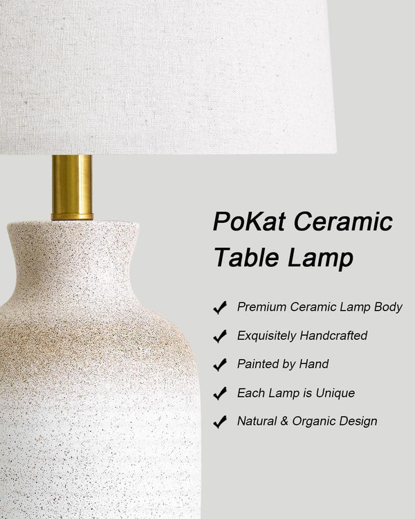 24'' Farmhouse Ceramic Table Lamp with Natural Textured Finish | Bedside Lamps for Bedroom, Rustic & Organic Style, Handmade Craft Jar Design, Ideal Gift & Decor for End Side Table4