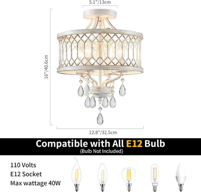 Crystal Ceiling Light Fixture, Modern Semi Flush Mount Ceiling Light, Farmhouse Crystal Chandeliers for Dining Room Light Fixture, Hallway Lighting Fixtures for Kitchen Bedroom Bathroom Foyer Entryway4