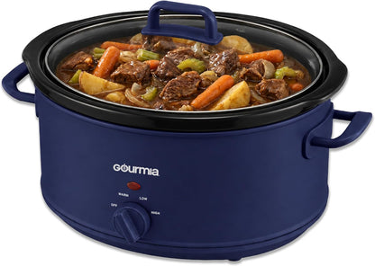 Slow Cooker - 7 Quart Removable Ceramic Pot, Manual Controls with 3 Temperature Settings, Dishwasher Safe Crock and Glass Lid, Navy1