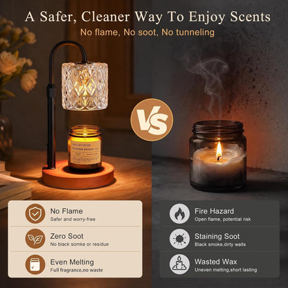 Walnut Candle Warmer Lamp with Timer, Birthday Gifts for Women, Room Decor4