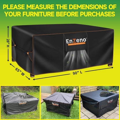 Patio Furniture Set Cover, Outdoor Sectional Sofa Couch Set Covers Waterproof, Garden Dining Table Chair Set Cover outside Rectangular Heavy Duty Weatherproof 90" L X 65" W X 28" H Black7