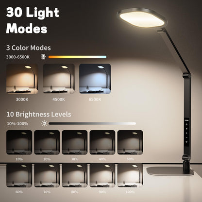 LED Desk Lamp for Home Office, Soft Edge-Lit Design, Modern Style | Professional Eye-Caring Diffused Light, Dimmable Computer Light with 30 Modes, Memory & Timer, Flexible Swing Arm Table Lamp3