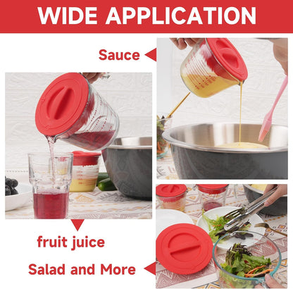 3 Pack Silicone Replacement Lids, Respectively Fits Pyrex 1-Cup, 2-Cup & 4-Cup Tempered Glass Liquid Measuring Cups, Reusable & Food-Grade Silicone, Dishwasher & Microwave Safe8
