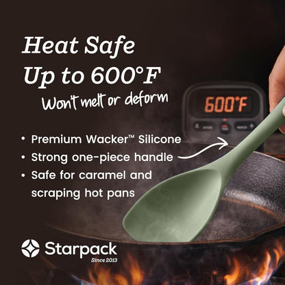 Starpack Silicone Spoonula the All-Rounder 11 Inch - LFGB Spoon Spatula, 600°F Heat Resistant, Bpa-Free - One-Piece Seamless, Dishwasher Safe - for Nonstick Cookware, Sage Green3
