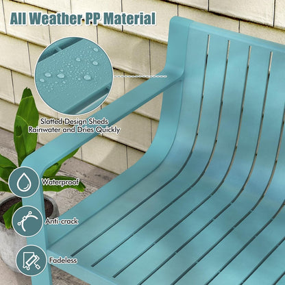 5-Piece Patio Furniture Set, Outdoor Conversation Set W/1 Loveseat, 2 Patio Chairs & 2 Side Tables, All-Weather Patio Bistro Set for Lawn, Backyard, Poolside, Balcony, Garden, Deck (Blue)5