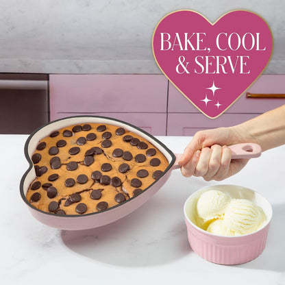 Enameled Cast Iron Heart Skillet Pan, Superior Heat Retention, Oven Safe, Long-Lasting Enamel, 10-Inch, Pink5