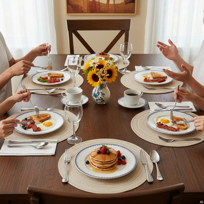 round Braided Placemats Set of 4 Washable Place Mats for Dining Tables 15 Inch Non Slip Kitchen Table Mats (Beige, 4)8