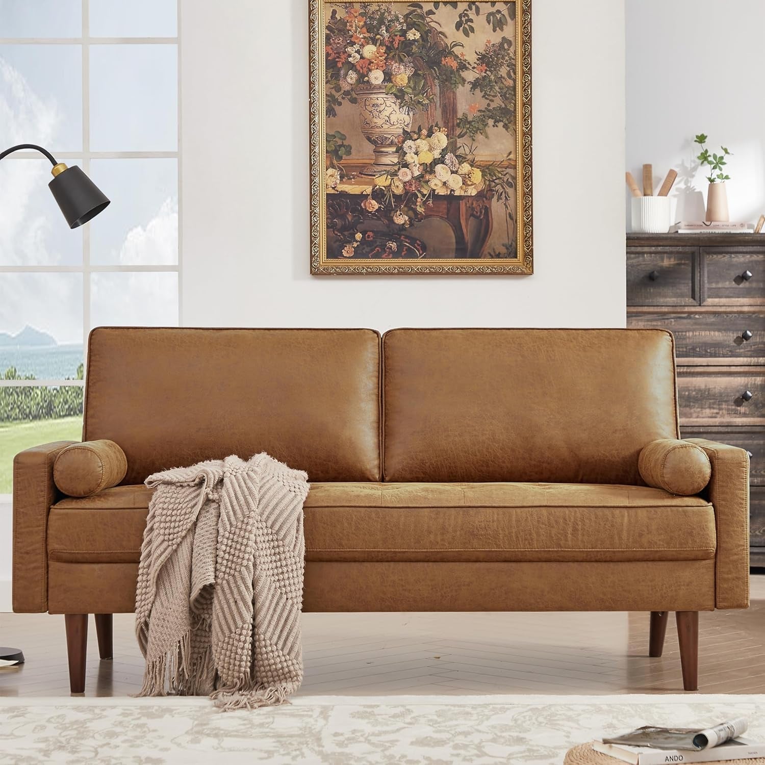 57-loveseat-sofa-couch-mid-century-modern-faux-leather-couch-brown