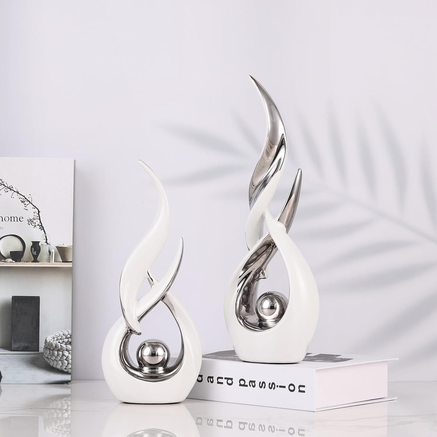 2-pcs-white-silver-ceramic-statues-for-home-decor-accents-modern-abstract-art-sculptures-elegant-tabletop-decorative-objects-for-dining-room-entryway-tv-stand-mantel-coffee-table-centerpieces
