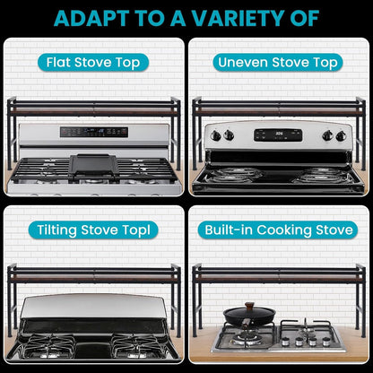 Spice Rack Shelf for Kitchen Stove，Stove Top Shelf with 4 Hooks Extra Storage Countertop, Seasoning Organizer,Kitchen Organizers and Storage4