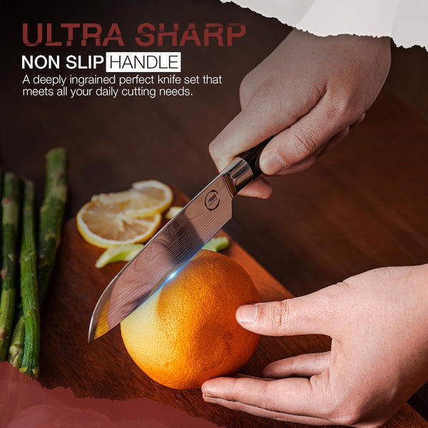 8 PC Chef Knives - High Carbon Stainless Steel Knives with Pakkawood Handles - Magnetic Strip Holder Included - Japanese Knife Set - Home & Professional Chef'S Knife Set3