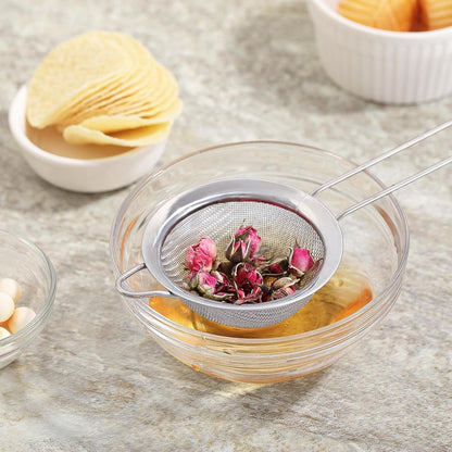 Fine Mesh Strainers for Kitchen,  Stainless Steel Metal Hand Small Mini Sieve Strainer, Cocktail Strainer Tea Coffee Juice Strainer，Food Strainer with Handlle (3.35Inch, Silver)8