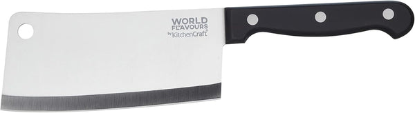 World of Flavours Chinese Meat Cleaver Knife, Fully Forged Stainless Steel, Chinese Chef'S Knife 14 Cm (5.5"), Silver/Black1