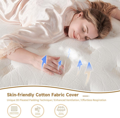 Queen Mattress, 12 Inch Hybrid Queen Mattress in a Box, Medium Firm Memory Foam Mattress, with Individual Pocket Springs, Upgrade Zoned Support, Motion Isolation&Pressure Relief, Certipur-Us6