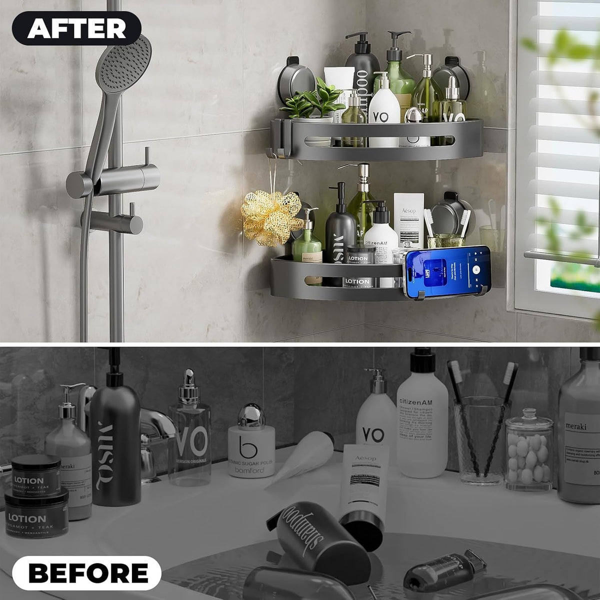 corner-shower-caddy-suction-cup-shower-shelves-with-hooks-no-drilling-powerful-upgrade-suction-bathroom-corner-organizers-and-storage-removable-waterproof-rustproof-shower-shelf-bathroom-decor