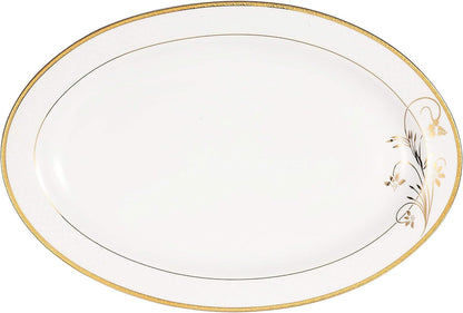 La Luna Bone China 57-Piece 24K Gold Floral Design Dinnerware Set, Service for 84