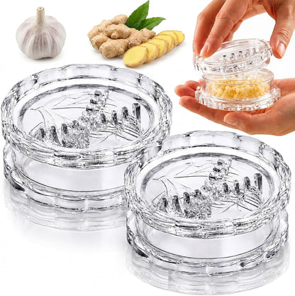 2Pcmanual Garlic Twister,Manual Garlic Crusher and Mincer, Transparent Twisting Garlic Chopper Tool, Multi-Functional Handheld Grinder for Ginger, Nuts, Herbs and Spices, Easy to Clean Kitchen Gadget1