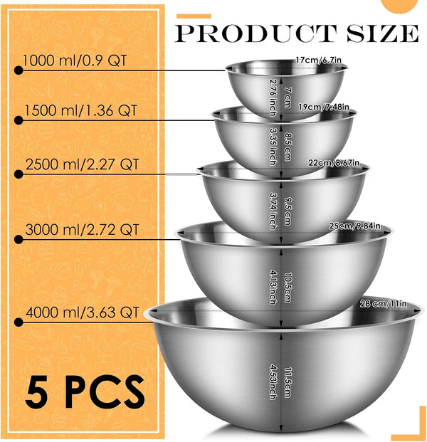 Stainless Steel Mixing Bowls, Set of 52