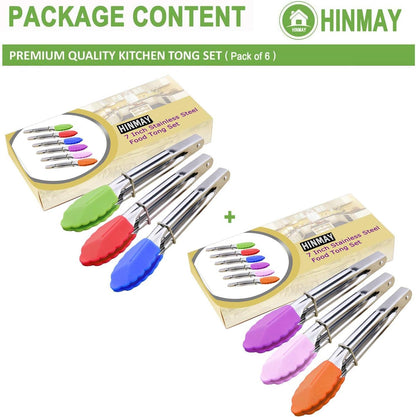 Small Tongs with Silicone Tips 7-Inch Mini Serving Tongs, Set of 62