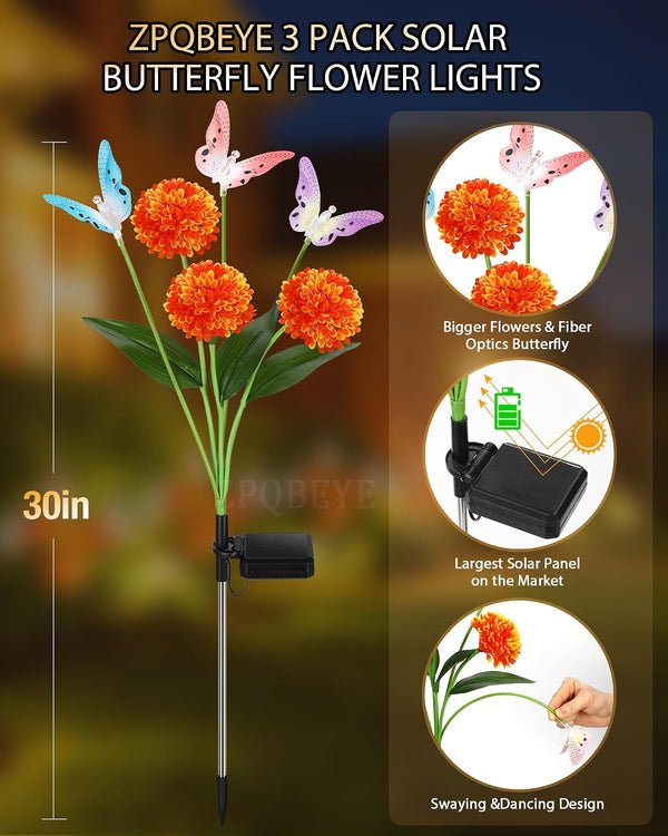 Solar Garden Lights Outdoor Waterproof Decorative 3 Pack3