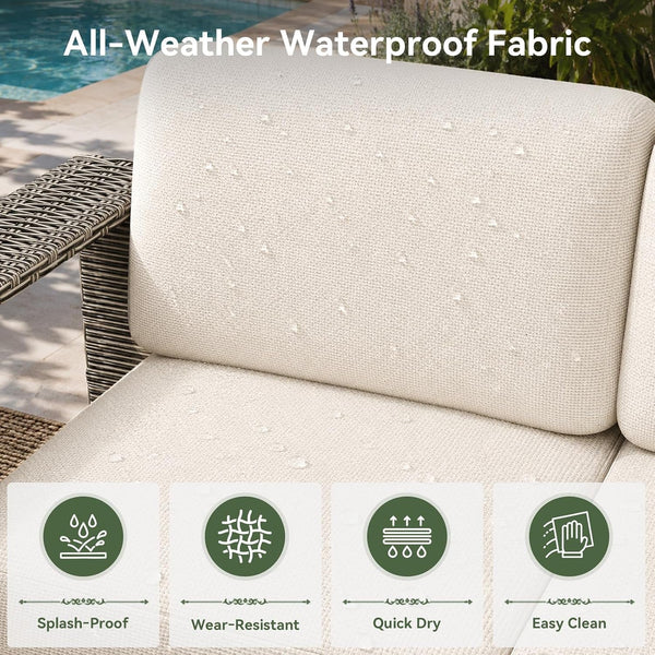 Patio Furniture Set with 10'' Thick Cushions (8 Piece, Gray/Beige)8